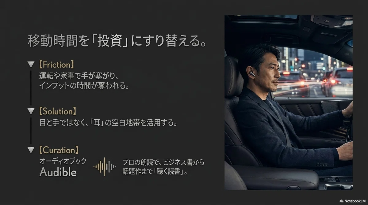 移動時間を“学びの時間”に——オーディオブックAudible(聴く読書)