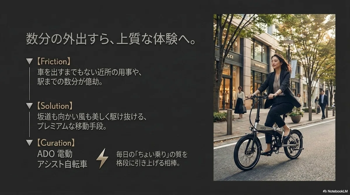 “ちょい乗り”の質を上げる——上質な電動アシスト自転車