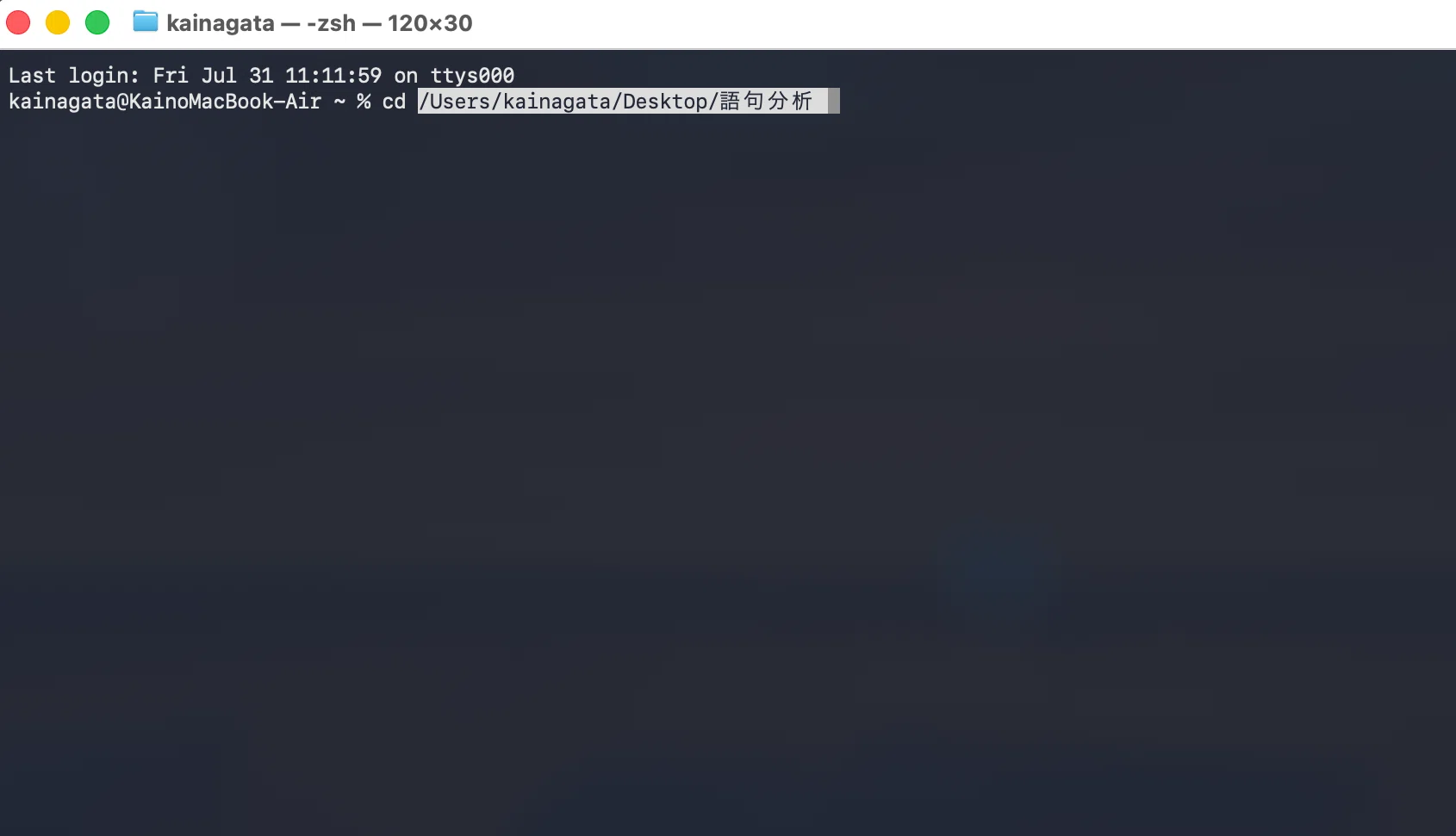 この状態でEnterキーを押してください