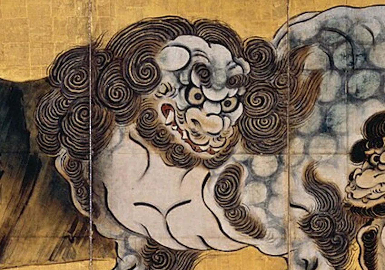 約135.5cm 超大幅 掛け軸 唐獅子図 銘/一鳳 約135.5cm 超大幅 掛け軸 唐獅子図 銘/一鳳 約135.5cm 超大幅