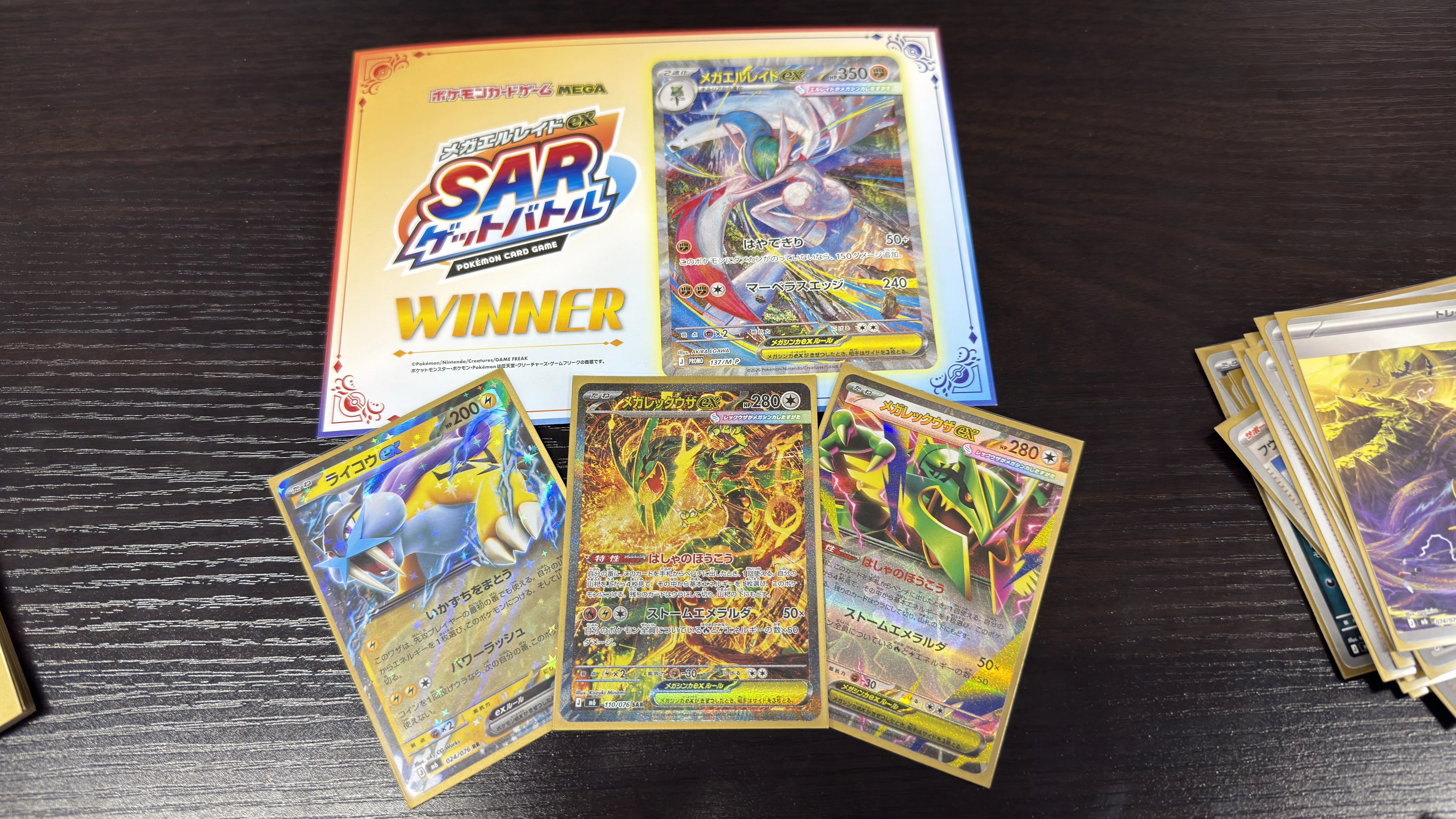 メガエルレイドex SAR ゲットバトル じゃんけんWINNER 勝利証明書 書帙