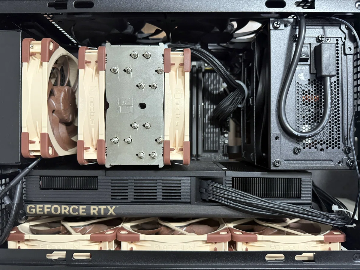 取引中　pc LIAN LI B4-mATXのRTX 5090熱対策｜SFX電源をATX用ブラケットで使う