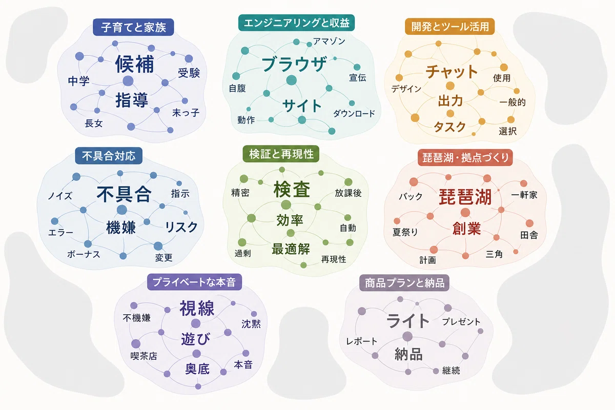 kotaya_logの共起脳内マップ(クリエイター側・8クラスタ)