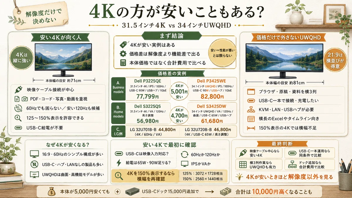 4Kモニターの方が安いこともある?