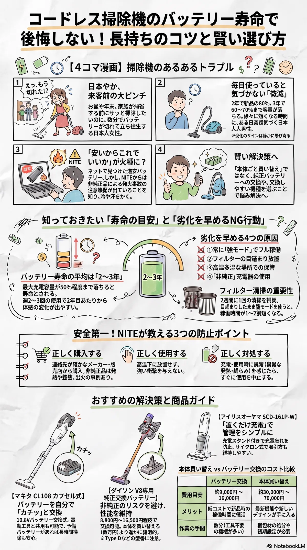 コードレス掃除機のバッテリー劣化で後悔する？知恵袋の声と長持ち