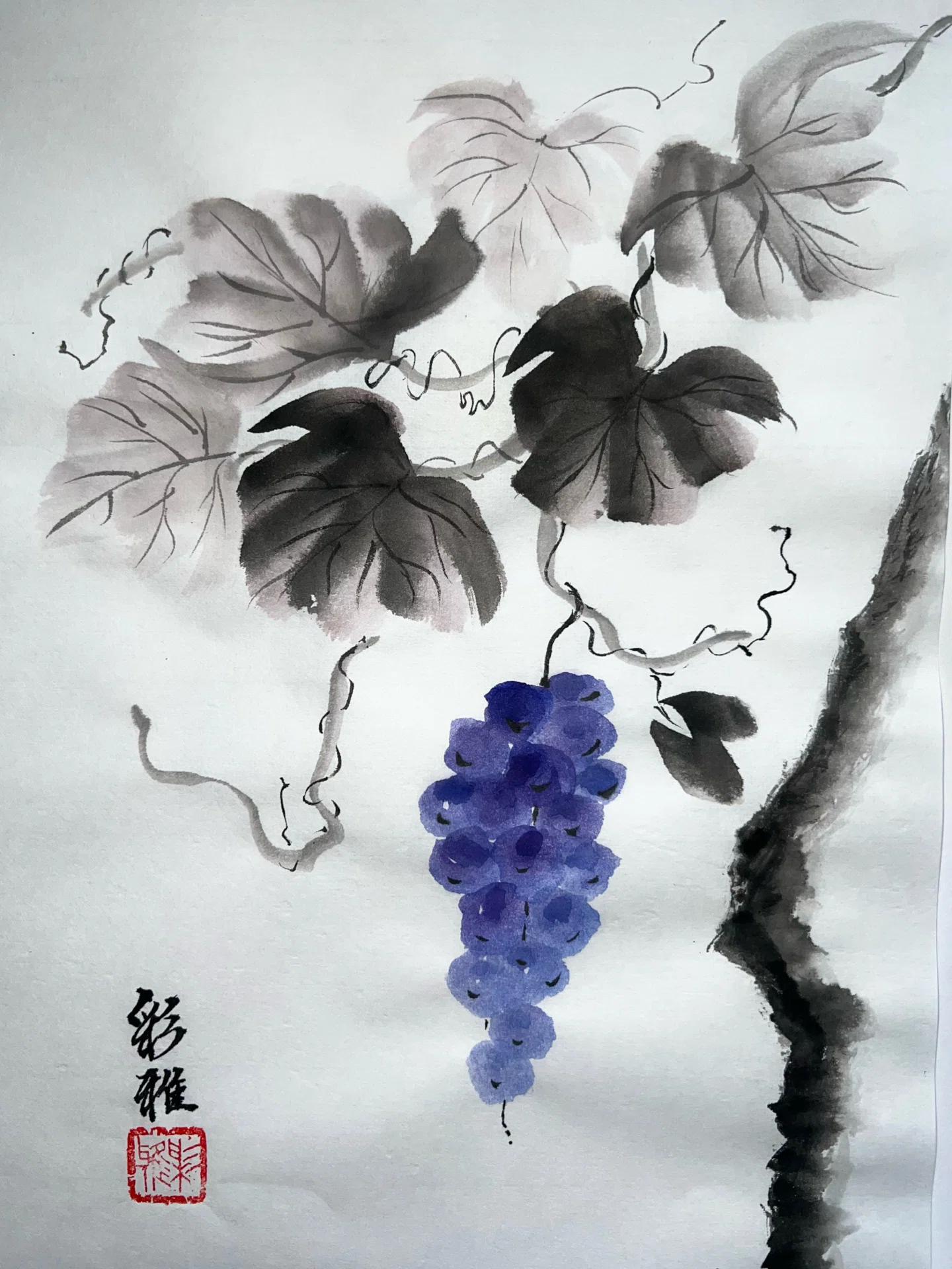 真作/樵渓/高尾紅葉図/秋景山水図/秋山水図/掛軸/名家伝来/