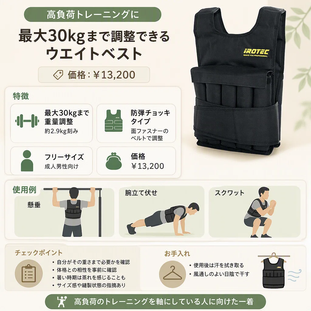Irotec アイロテック ウェイトベスト 懸垂 重り ベルト IROTEC