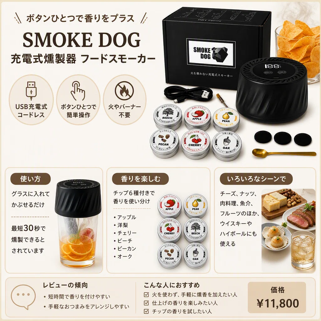 火を使わない卓上燻製器を調べた私が、4品の準備と手入れを比べて決め