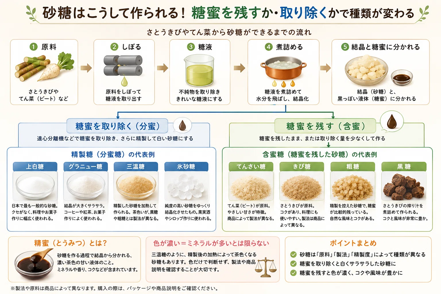 砂糖の種類をわかりやすく徹底解説！｜上白糖・きび糖・てんさい糖