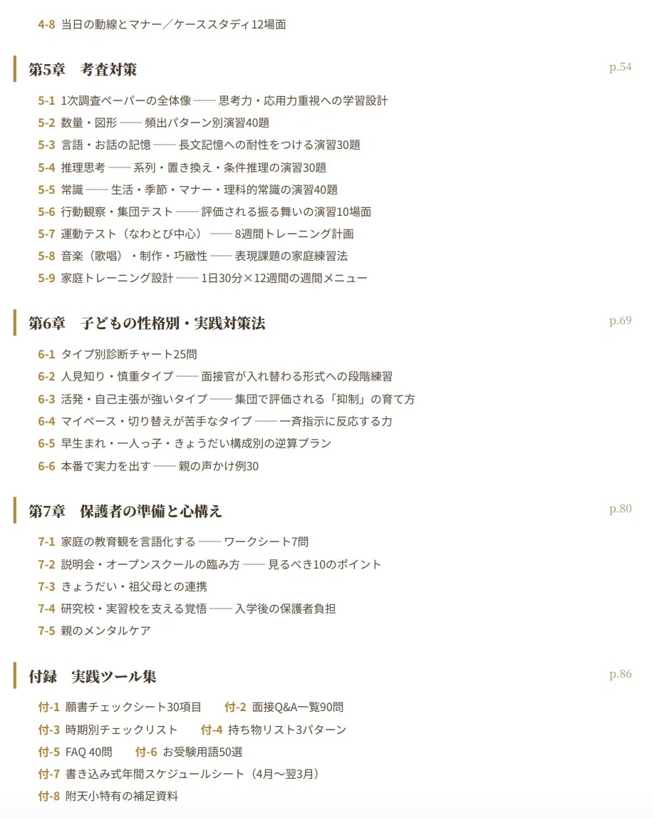 大阪教育大学付属天王寺小学校向けスクール教材、行動観察、面接セット