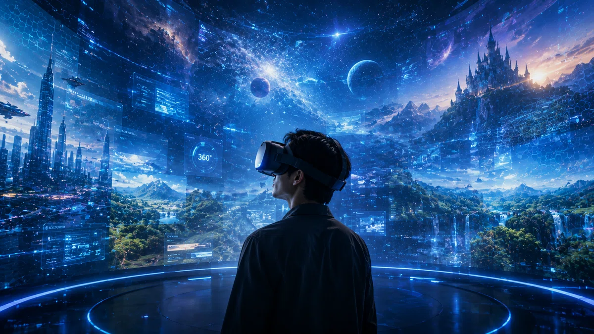 VRコンテンツの体験イメージ｜360度の仮想空間内を自由に見回す没入体験