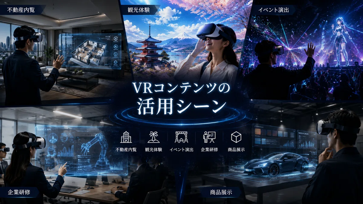 VRコンテンツの活用シーン｜不動産内覧・観光体験・イベント演出・企業研修・商品展示