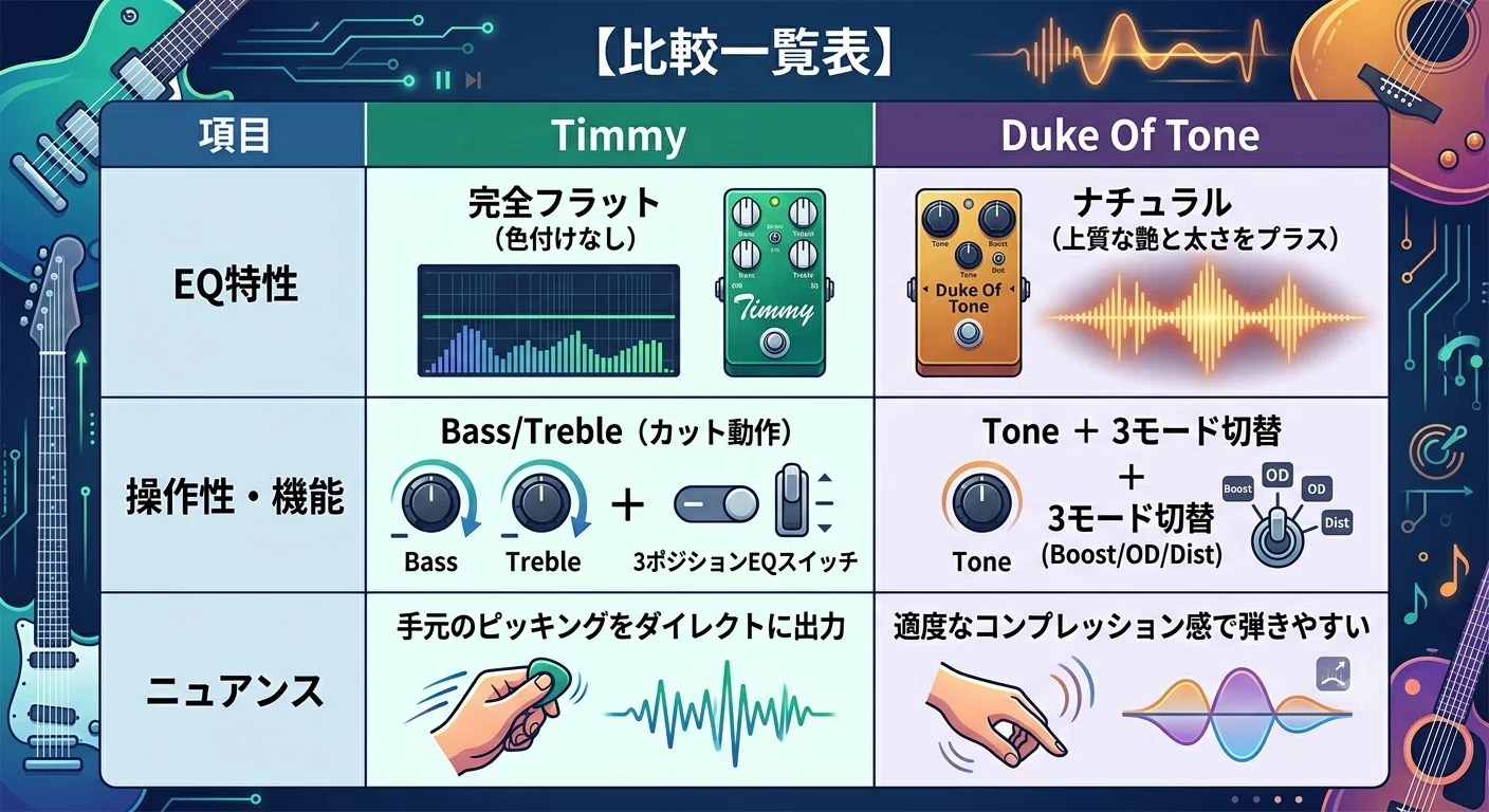 どっちを買うべき？] MXR Duke Of Tone vs MXR Timmy｜歪みペダル比較