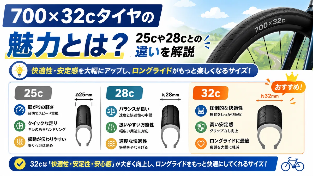 700×32cタイヤの魅力とは?25cや28cとの違いを解説