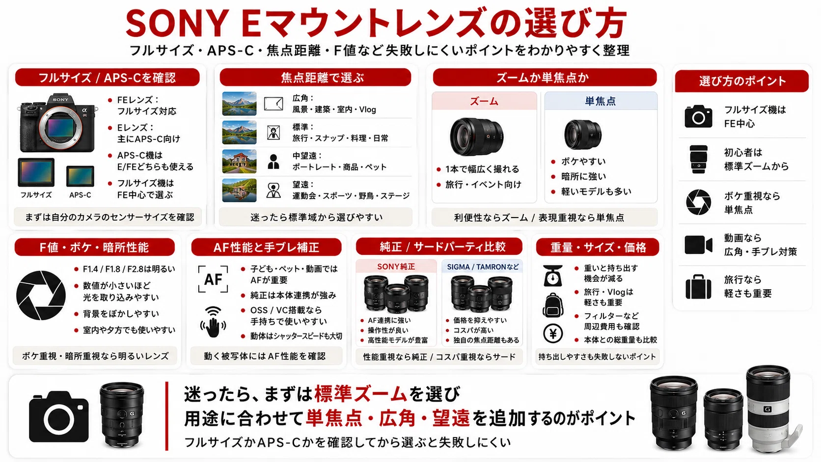 最新版】SONY Eマウントレンズおすすめ20選｜フルサイズ・APS-C別に