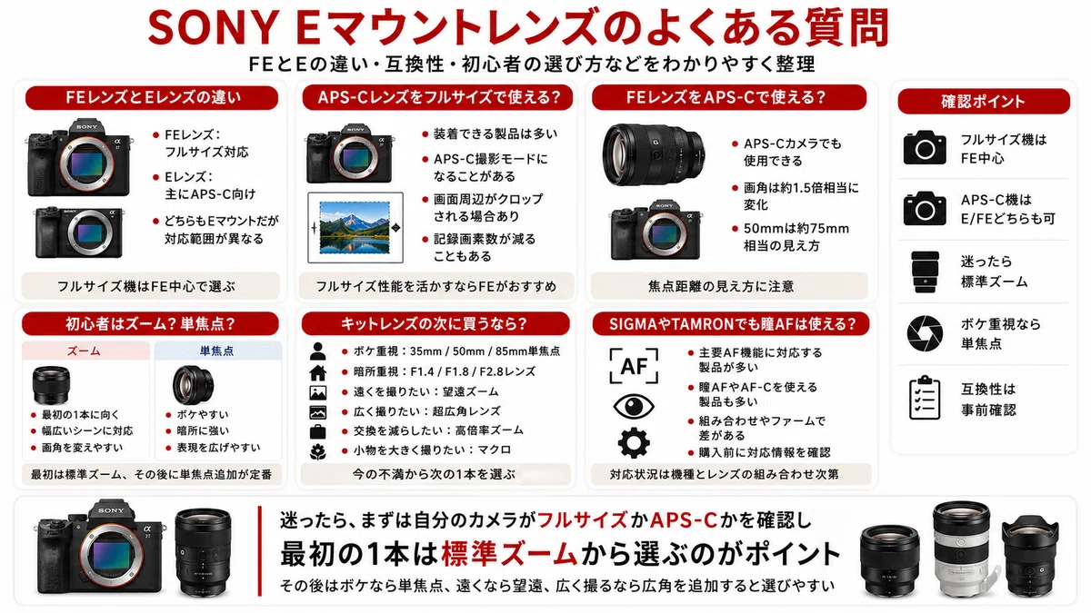 最新版】SONY Eマウントレンズおすすめ20選｜フルサイズ・APS-C別に