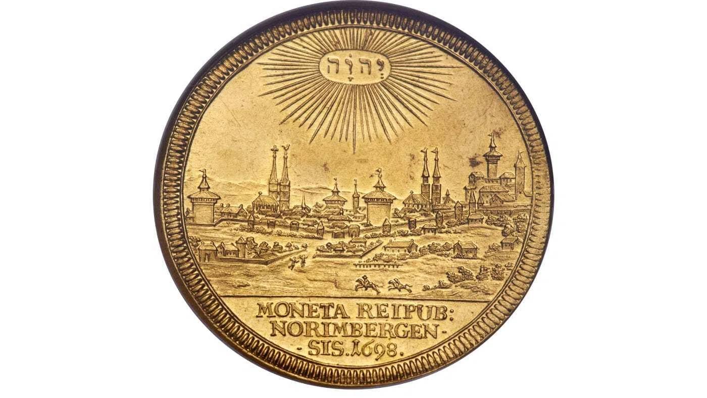 都市景観】1800-01年 ニュルンベルク ダカット 銀打ち 試鋳貨SP62 都市