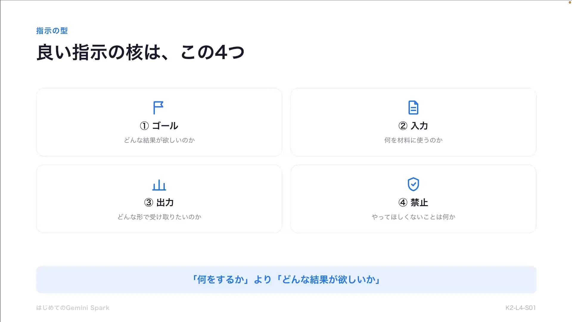 Gemini Sparkから「欲しい答え」を引き出す、ゴール・入力・出力・禁止