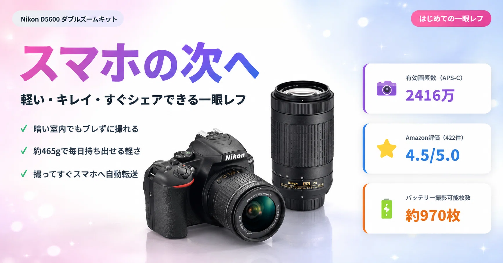 スマホの写真、もう限界かも」──Nikon D5600が“はじめての一眼レフ