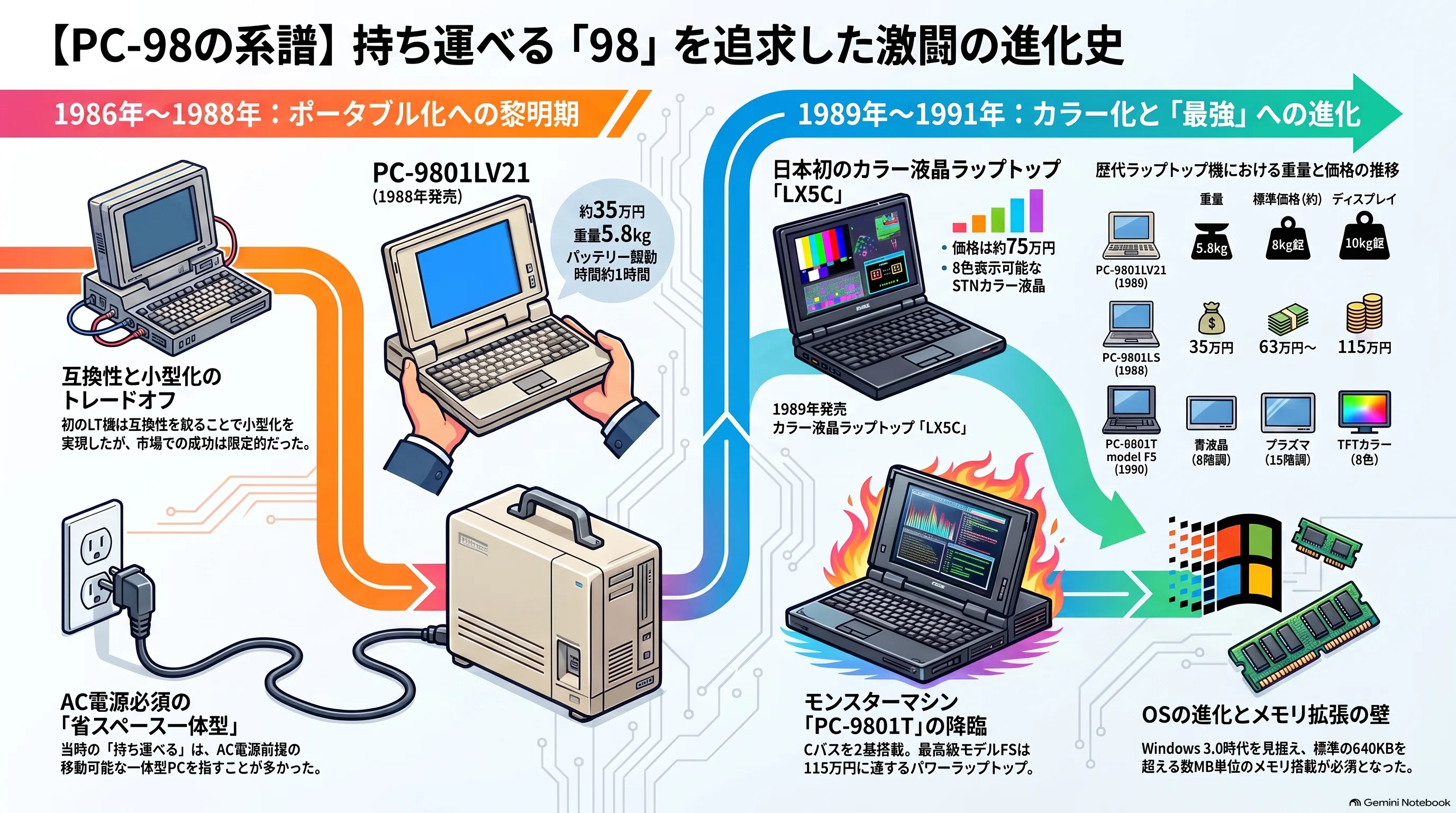 PC-98の系譜】持ち運べる「98」を目指して——激闘のラップトップ
