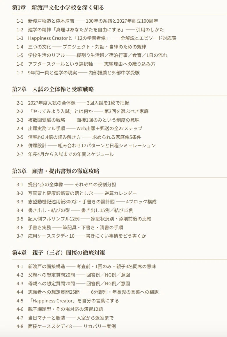 [Nitobe Bunka Elementary School] Entrance Exam Preparation Guide ...