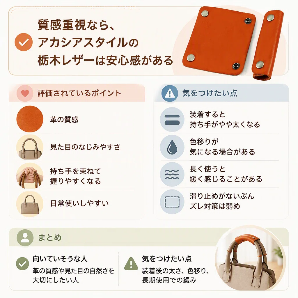 持ち手カバーを調べた私が、長さと革の違いを見比べて決めやすくなった 