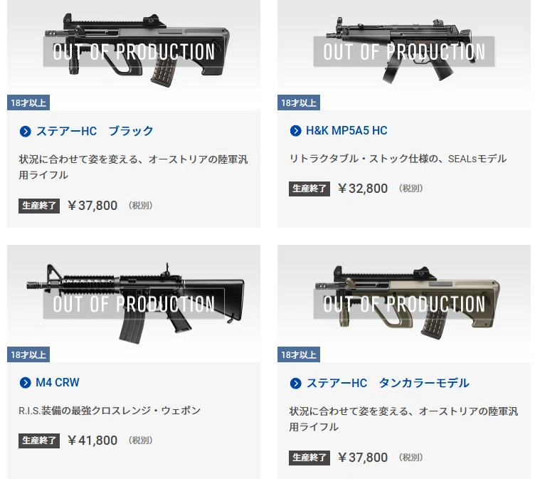 東京マルイがいくつかの製品の生産終了を発表したことについての
