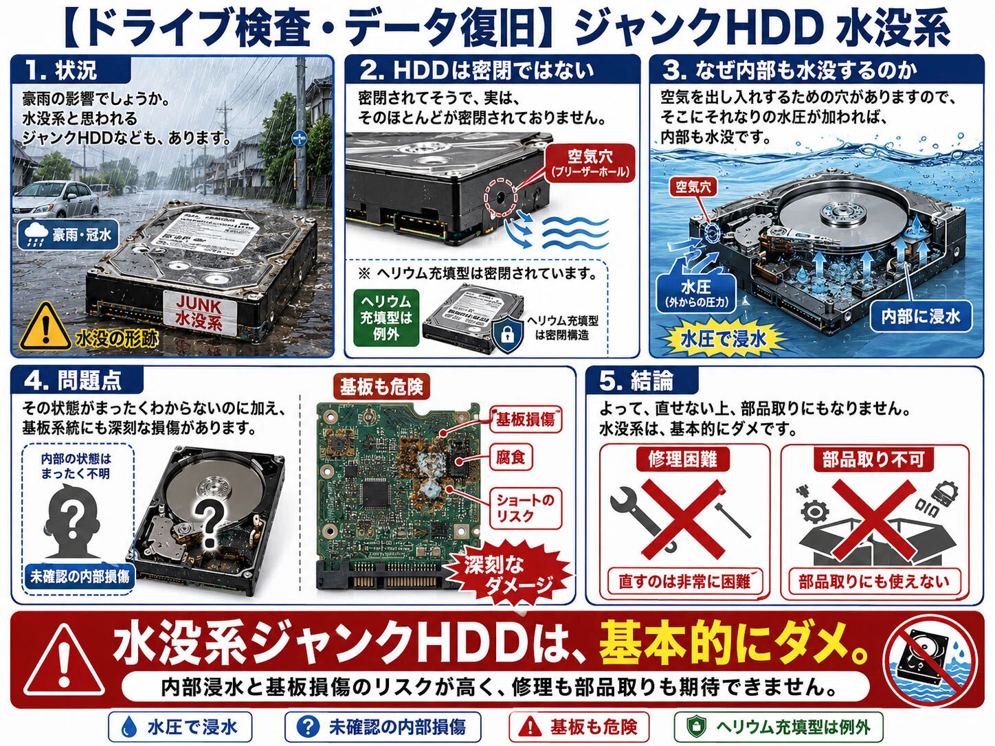 ドライブ検査・データ復旧】ジャンクHDD 水没系｜IUEC