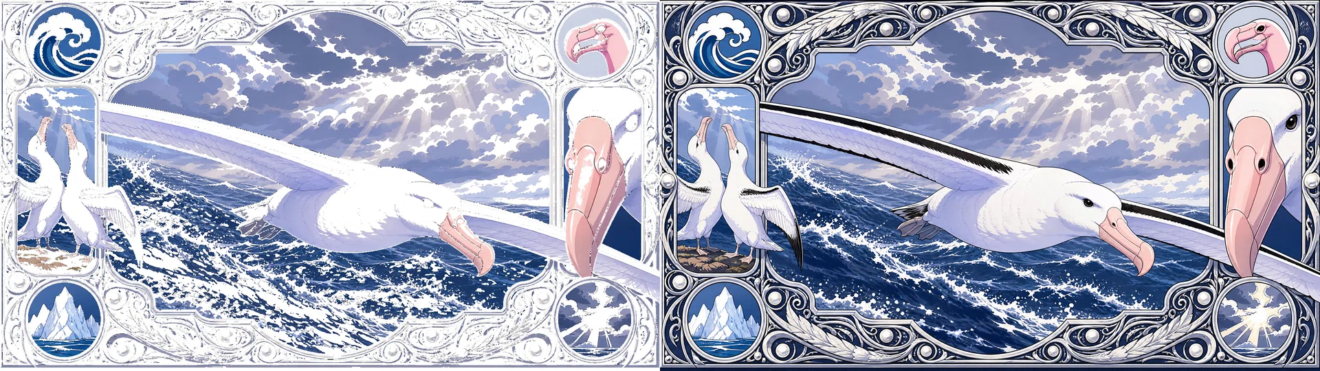 描く海鳥】きょうの6つの空（ニシツノメドリ・エトピリカ・アオアシ