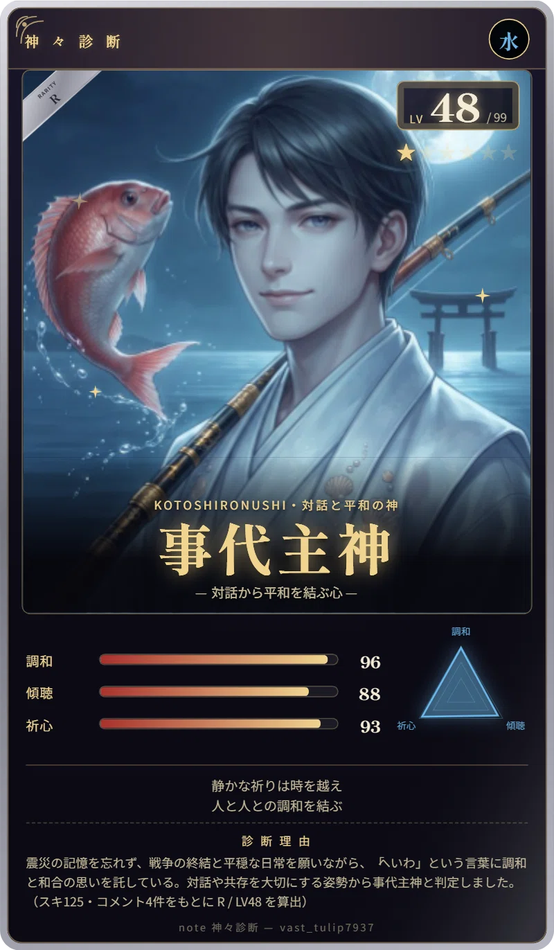 🚙🐉かつも COOLさんの「あなたのnote記事、神様になったら誰だと思う?【無料公開・120種類】」をご紹介します。私の記事はどんな神様に ...