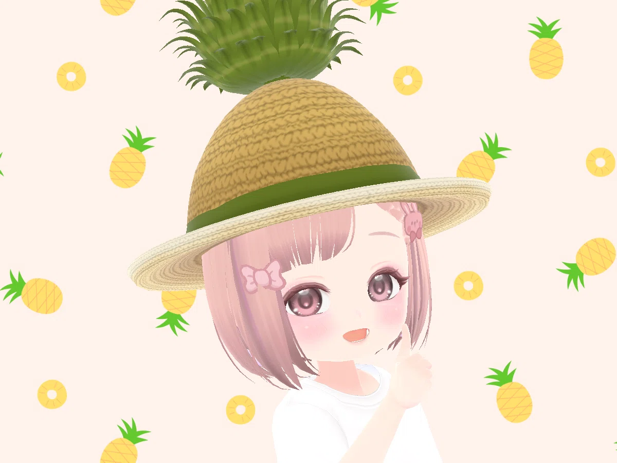 麦わら帽子　パイナップル　桃 パイナップルハットだよ。｜おこめんこ