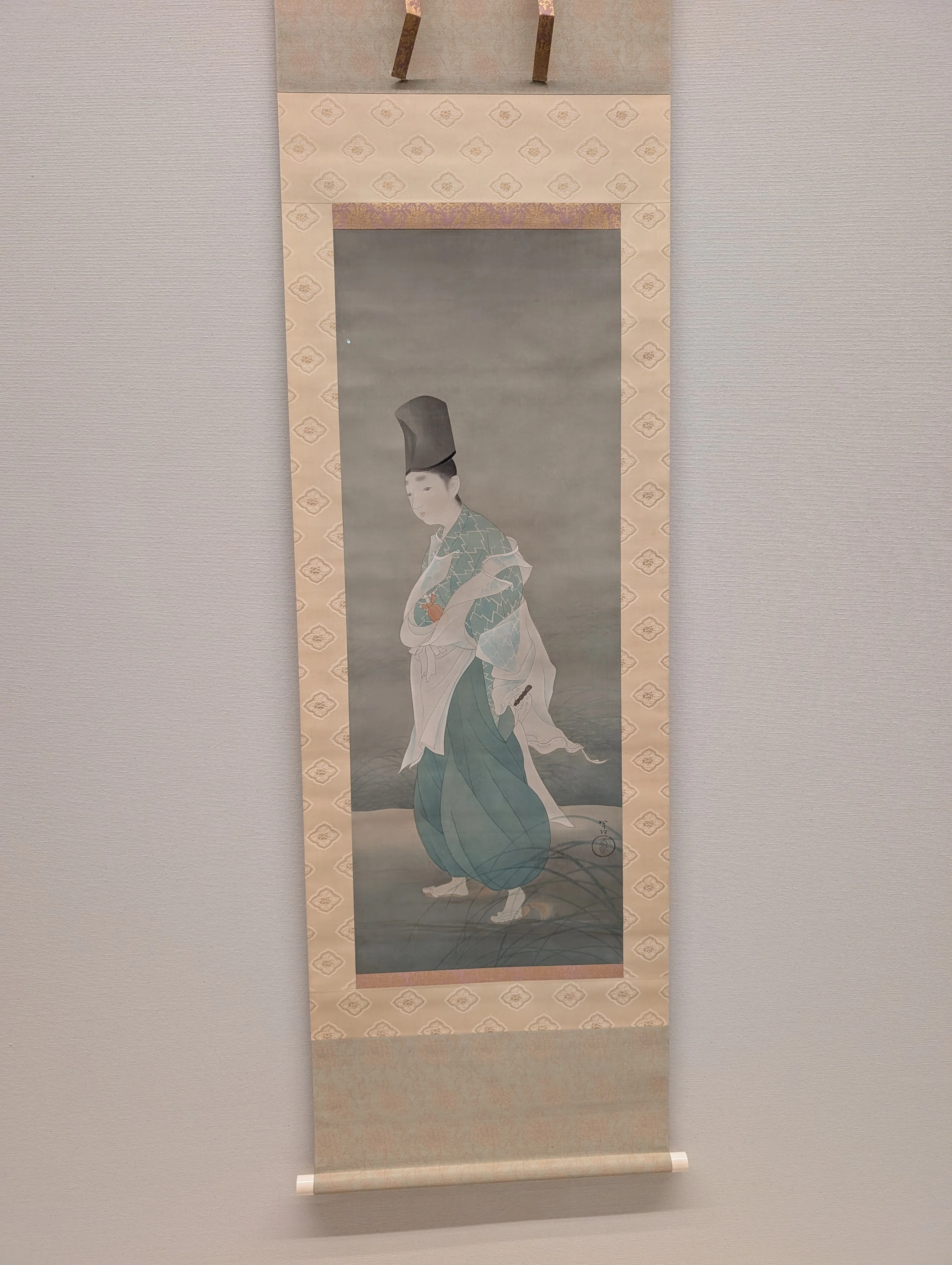 今村紫紅筆 真作保証 円形日本画 風景画 木製フレーム付き 天才画家