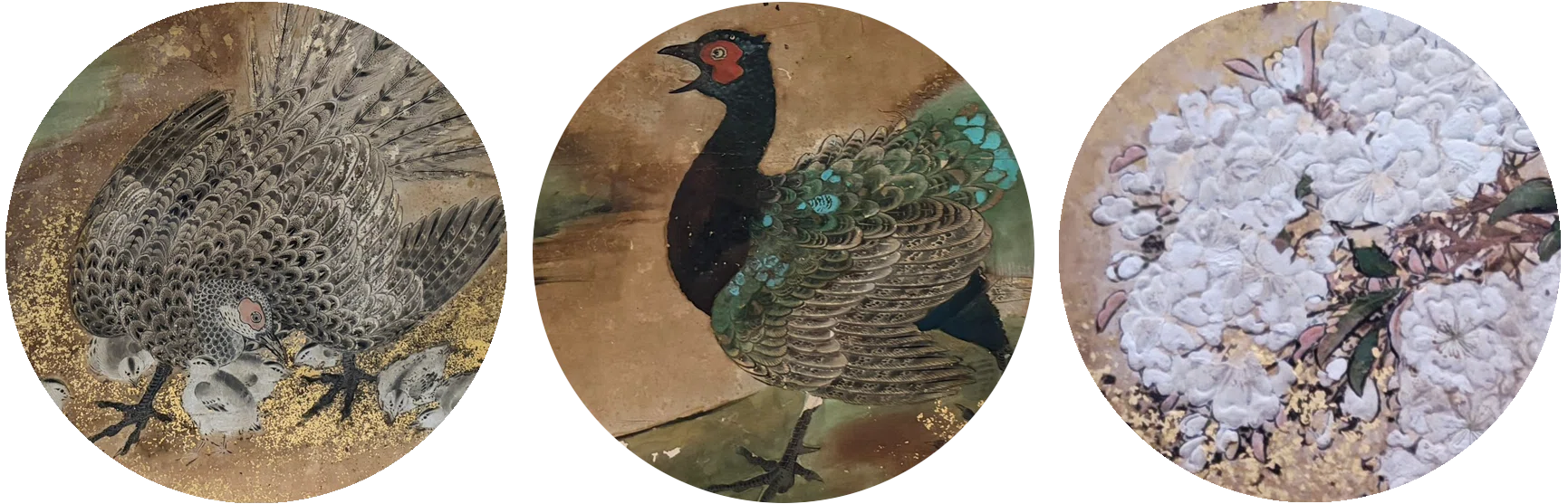大英博物館展出品作③狩野宗眼重信《春景花鳥図襖》桃山時代末-江戸