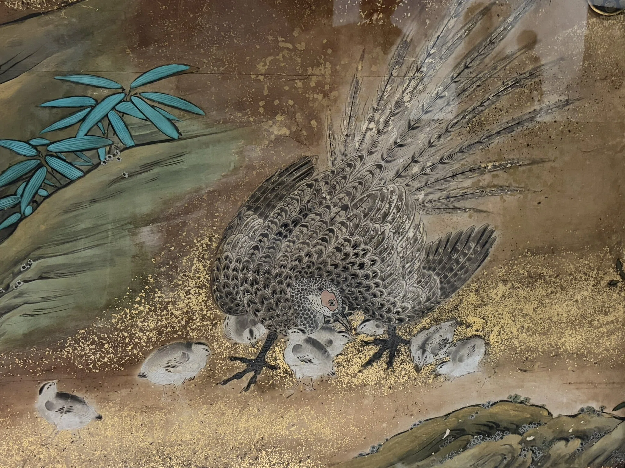 大英博物館展出品作③狩野宗眼重信《春景花鳥図襖》桃山時代末-江戸
