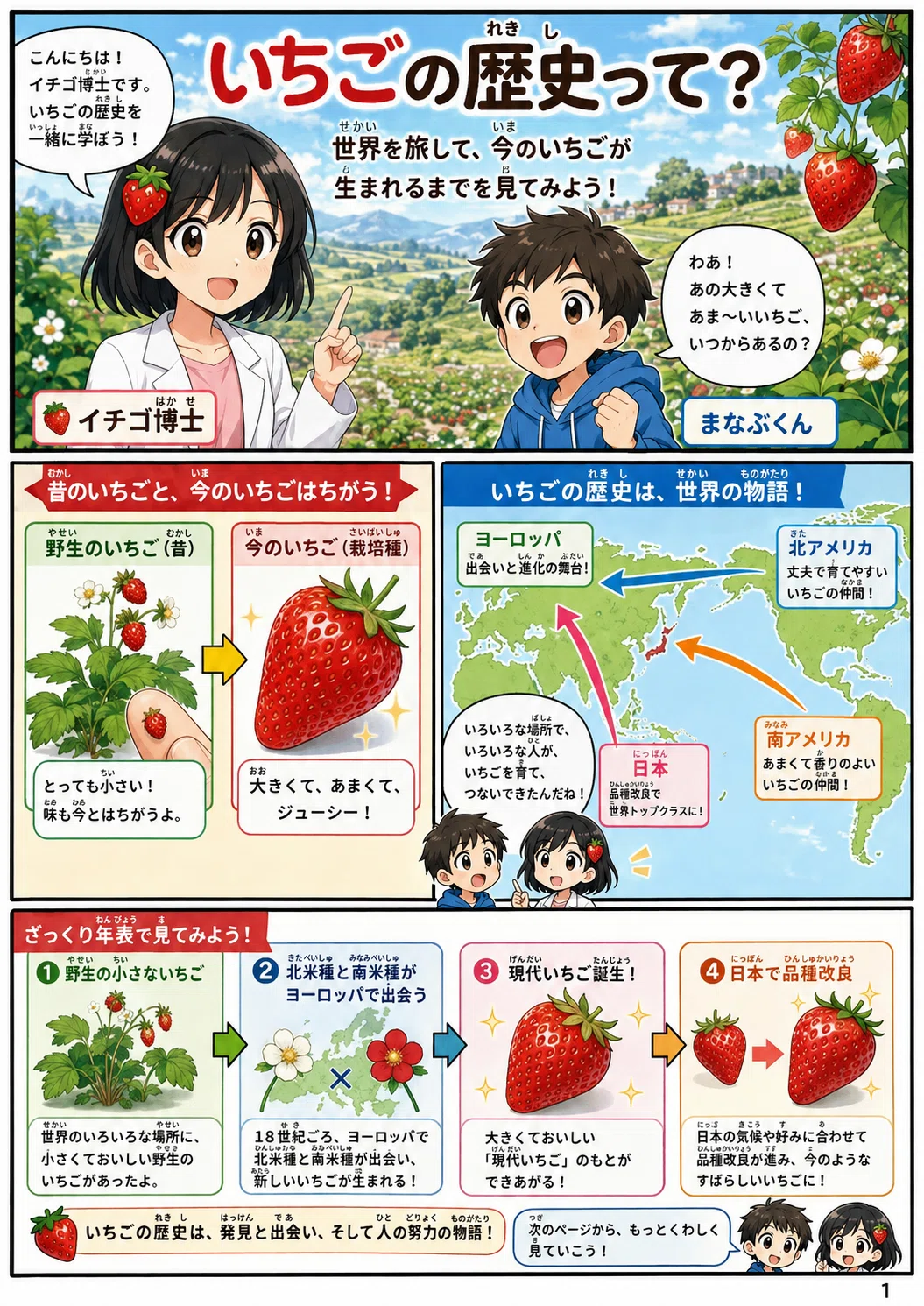 🍓いちごは世界を旅して生まれた。漫画でわかる「いちご300年の歴史