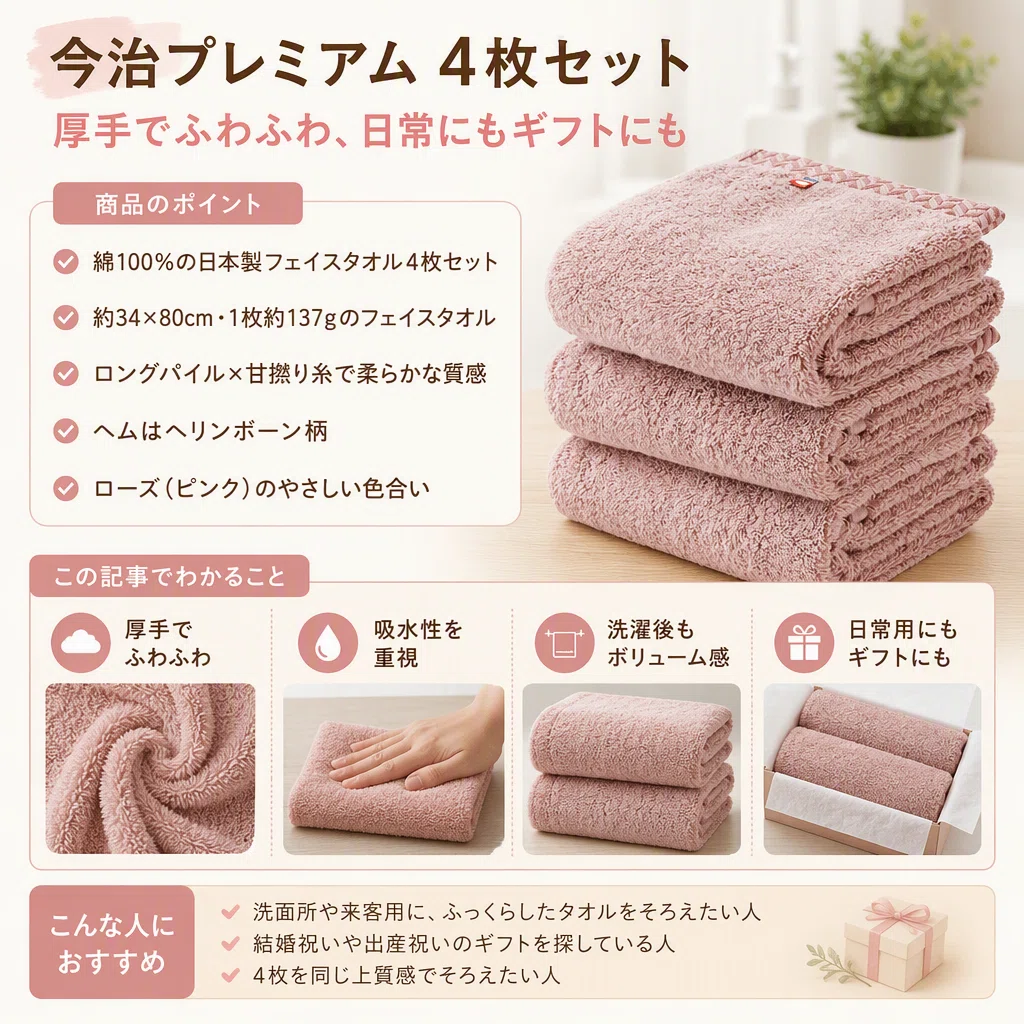 タオル・バス用品 今治フェイスタオル 超厚手 高級ロングパイル甘撚り