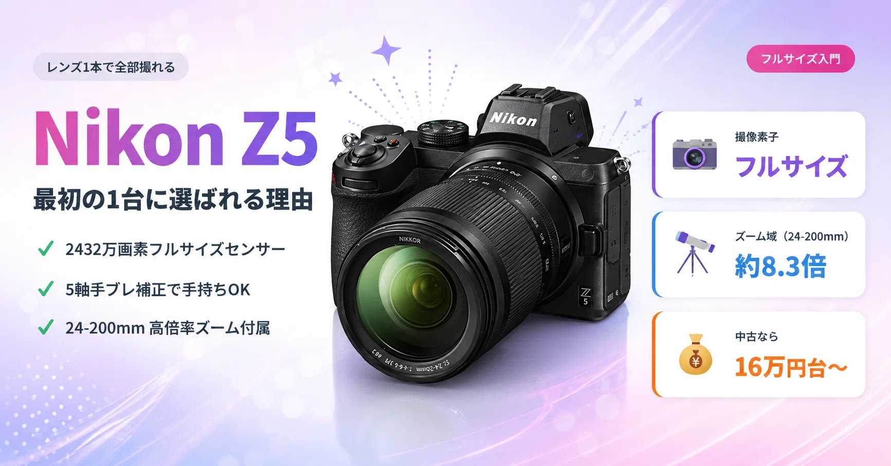 フルサイズ、実は今が狙い目。Nikon Z5 24-200レンズキットを『最初の1