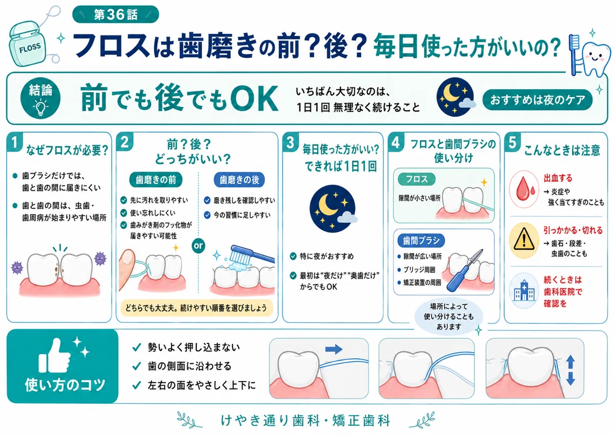 フロス 歯磨き 前