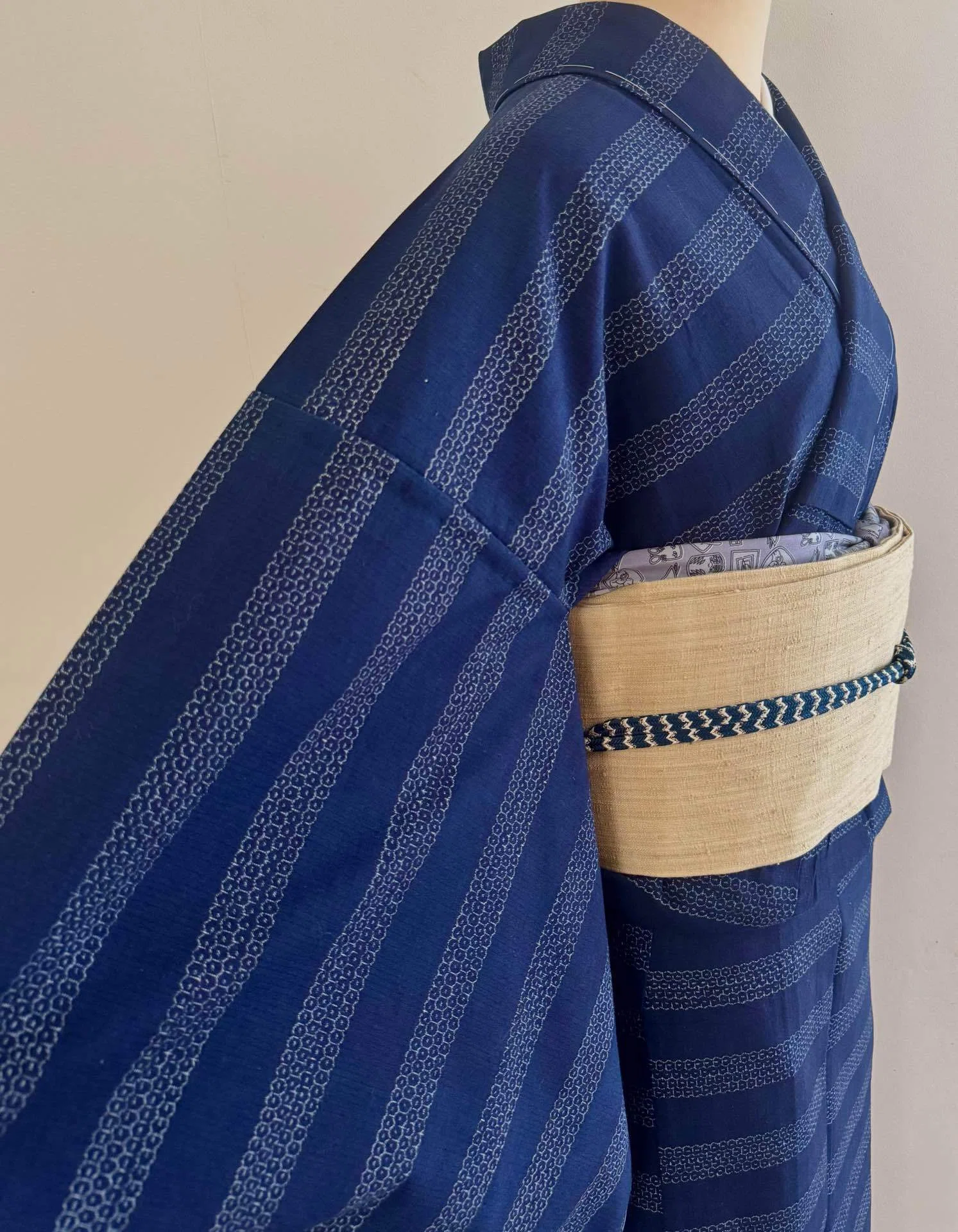 絣　着物　浴衣　襦袢　リメイク　森山虎雄　正藍絣森山　ハンドメイド　生地　美品 絣 着物 浴衣 襦袢 リメイク 森山虎雄 正藍絣森山 ハンドメイド 生地