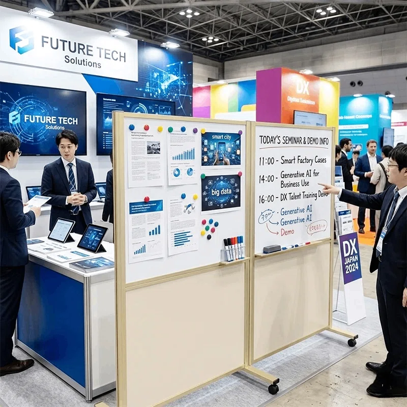 店舗や展示会で空間を区切るパネルパーテーションの使用例|誉PRINTING