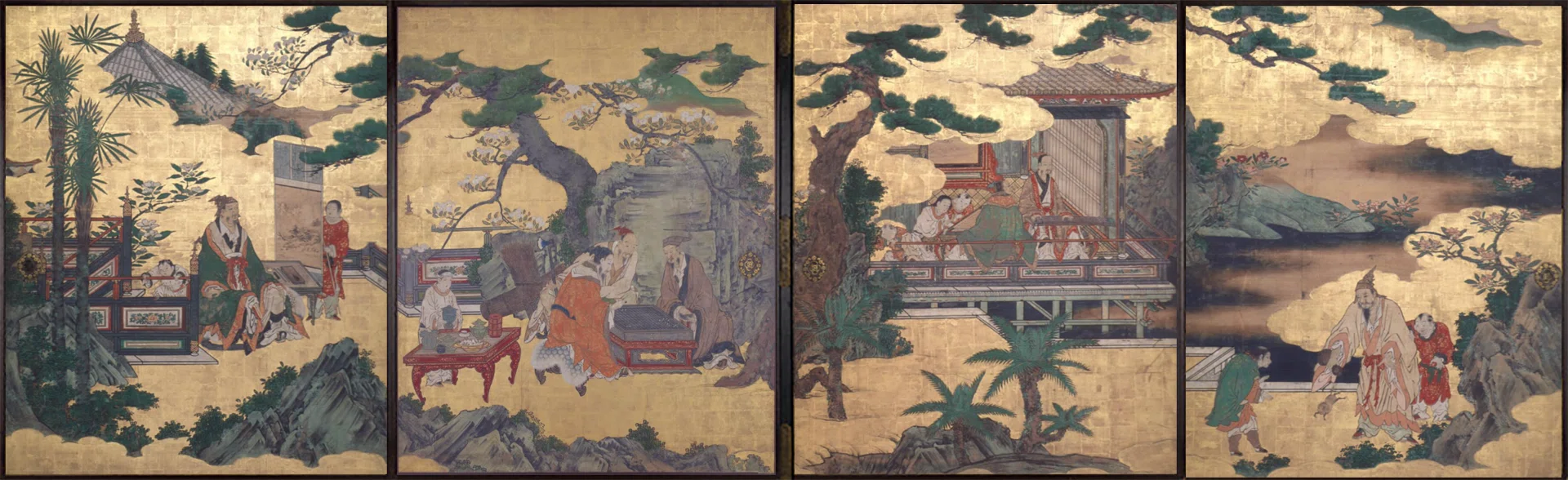 大英博物館展出品作④狩野宗眼重信《琴棋書画仙人図襖》桃山時代末