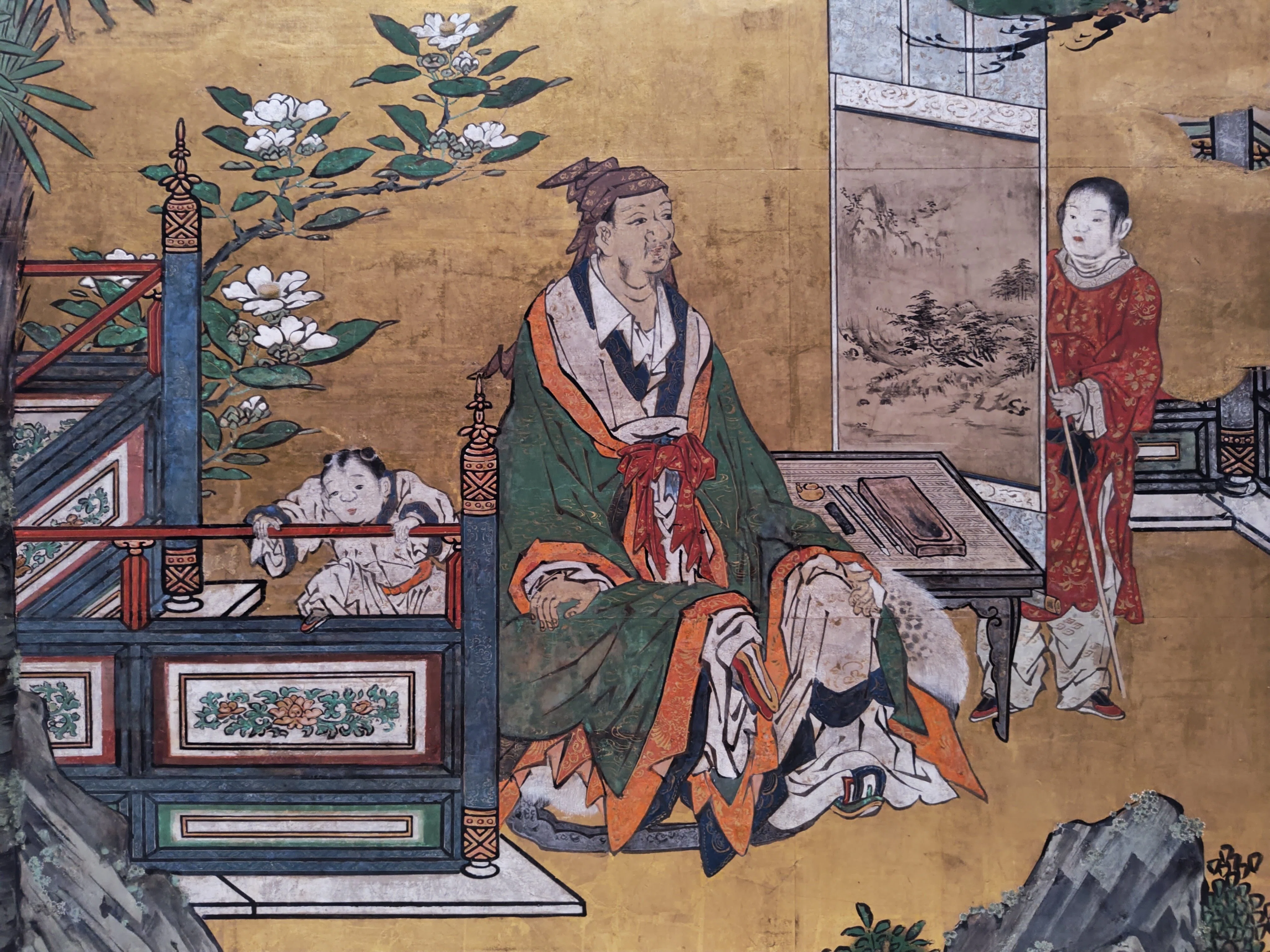 大英博物館展出品作④狩野宗眼重信《琴棋書画仙人図襖》桃山時代末