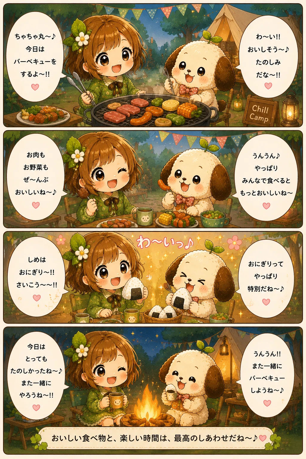 『葉優とちゃちゃ丸、バーベキューをする』|葉優とちゃちゃ丸【AI】