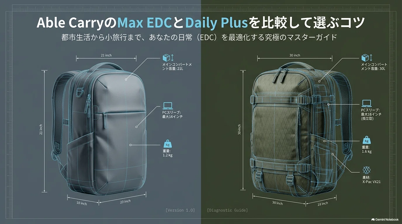 Able CarryのMax EDCとDaily Plusを比較して選ぶコツ｜「徹底比較