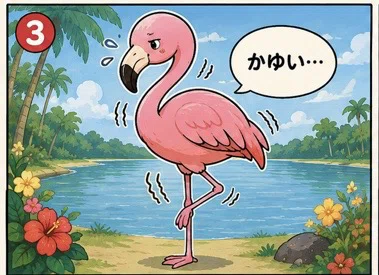 4コマ漫画「フラミンゴの憂鬱」｜ふうぜんのトモシビ