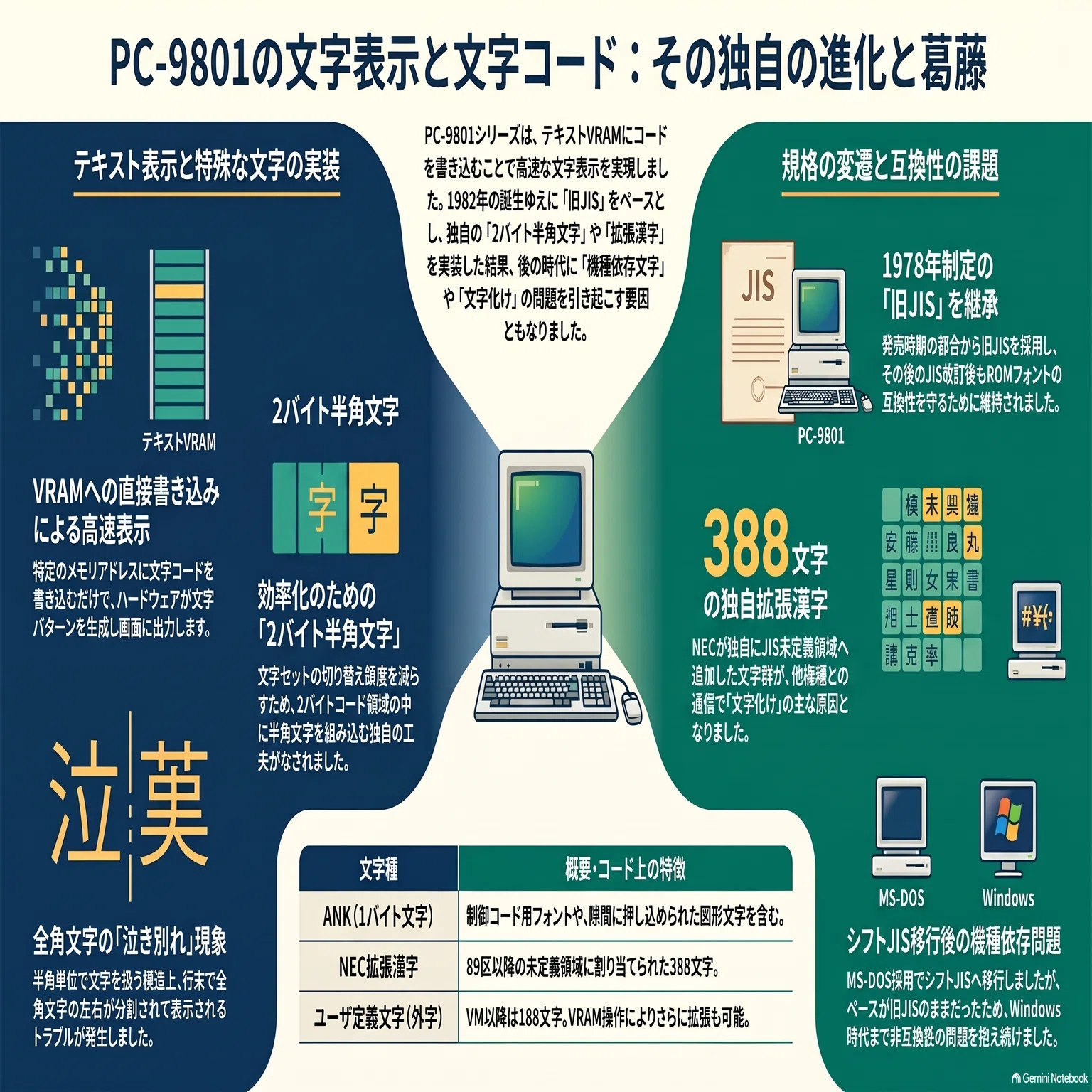 PC-9801 のテキストVRAM - そこで使われる文字コード｜kzn