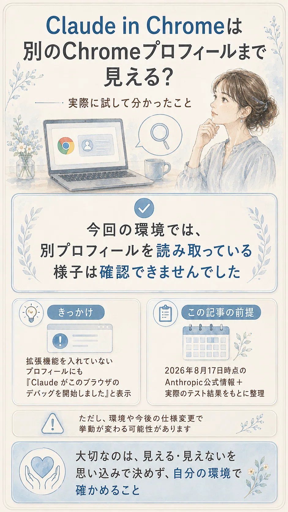 Claude in Chromeは別のChromeプロフィールまで見える？実際に試して
