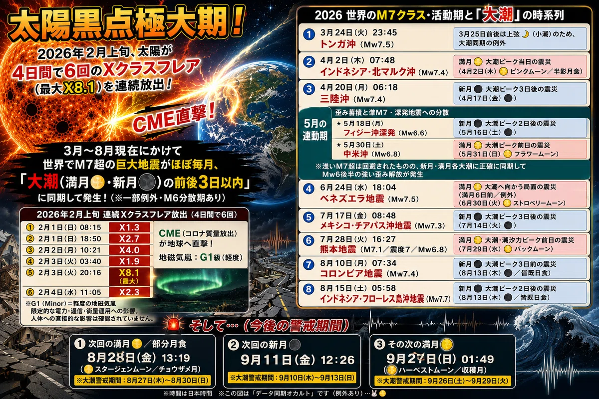 『太陽黒点極大期』『太陽フレア』『M7超え巨大地震』『大潮』『潮汐力』『月蝕』『日蝕』…という『データ同期オカルト』🌜🧐🌛ﾊﾟｶｯ！｜ZOSURE