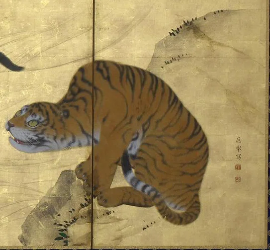大英博物館展出品作⑤円山応挙《虎の子渡し図屏風》天明元年-2年（1781