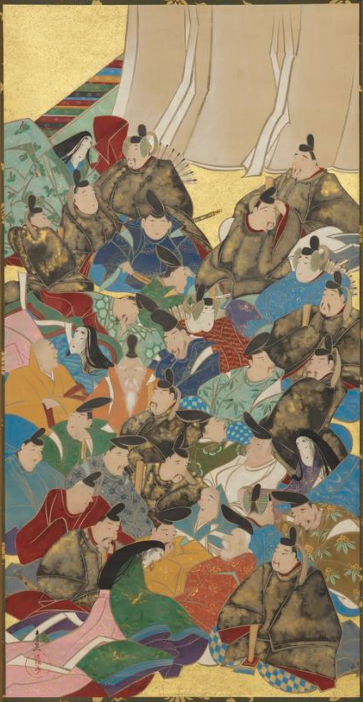 作者不詳/六歌仙図/平安初期の和歌の名人/極彩色/掛軸/名家伝来AH-574 大英博物館展出品作⑥鈴木其一《三十六歌仙図》江戸時代（1820-58年